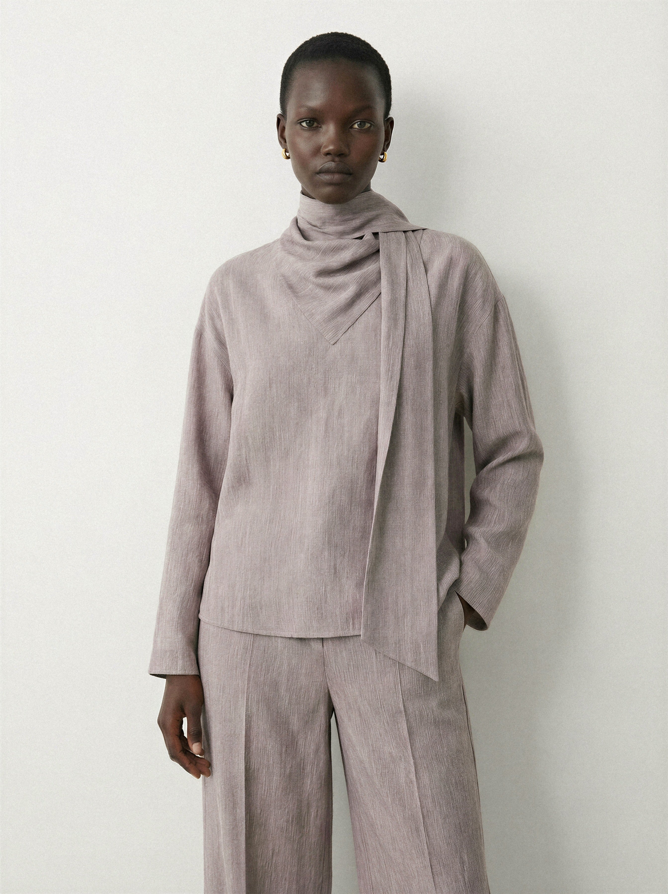 Scarf Neck Blouse